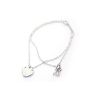 【直营】TIFFANY&CO.蒂芙尼 925银 欧美风格 女士心形钥匙纯银双链手链 6.5英寸 送恋人