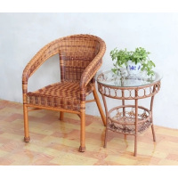 一利 休闲小藤椅子 T 现代简约单人老人靠背椅客厅室内编织家用阳台藤椅