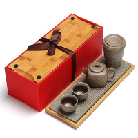 甲骨四堂 简约粗陶便携式干泡台功夫茶具套装 泡茶壶 茶杯 醒茶杯 旅行可用 方便携带 办公室饮茶干净利落 多款可选