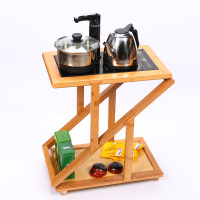 百鸿(Baihong)茶车可移动茶台竹制品带轮简易茶盘茶桌茶具套装电热炉家用 可折叠茶车款式1