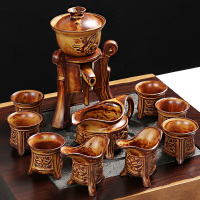 百鸿 创意懒人防烫陶瓷功夫茶具茶壶整套茶具粗陶盖碗茶杯 窑变一言九鼎自动泡茶器套组