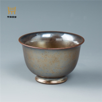 甲骨鼎堂 高端茶器 茗茶手工映月杯 茶杯 主人杯 柴烧杯 金釉杯