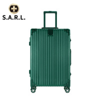 S.A.R.L瑞士拉杆箱可放17.3英寸及以上手提电脑包铝框静音万向轮旅行箱 男女海关密码锁箱 翡翠绿20寸