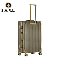 S.A.R.L瑞士拉杆箱可放15.6英寸 手提电脑包 时尚铝框静音万向轮旅行箱 男女通用海关密码锁箱 钛金色20寸