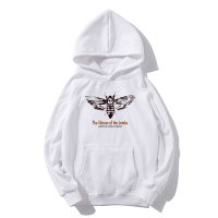 [定制商品72小时发货]冬季宽松落肩袖加绒加厚潮流连帽卫衣电影沉默的羔羊原创图案印花