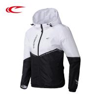 赛琪(SAIQI)女士运动风衣2018年秋季女款运动外套跑步防风常规款紧身型连帽涤纶常规单排扣长袖213804