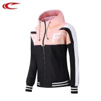 赛琪(SAIQI)女士运动风衣2018年秋季女款运动外套跑步防风厚款宽松型连帽涤纶长款单排扣长袖228566