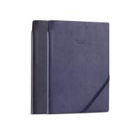 得力 皮面本子记事本25K笔记本子 C款可插笔防卷边皮面本 黑色 22215