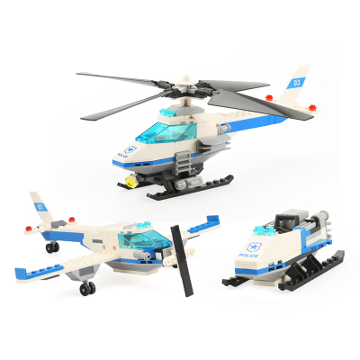 万格积木儿童益智玩具 城市系列 万格警式直升机 3合1-51013