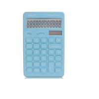 得力 计算器时尚计算器 桌面计算器 太阳能双电源 简约 大屏幕 浅蓝 1548A