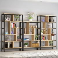 鑫金虎 办公家具人造板铁艺隔断置物架客餐厅装饰柜玄关屏风现代简约工业风落地书架 隔板置物架