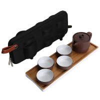 特美刻(TOMIC)湖畔居旅行茶具套装茶杯茶壶带包整套泡茶师便携装功夫茶具快客杯紫砂釉