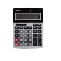 得力 商务办公 大屏幕 塑胶按键 太阳能双电源 桌面计算器 12位 银 1671A