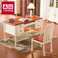 A家家具书桌地中海实木脚书桌简约现代写字台办公桌家用电脑桌书台书房卧室家具白色木质其他AQ604