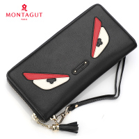 梦特娇手拿包女 时尚款 真皮拉链 流苏女士小手包多功能 钱包女小怪兽卡通女手包