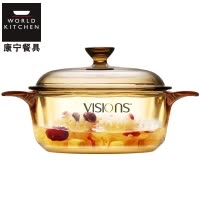美国康宁(VISIONS)晶彩透明汤锅0.8升(15.5CM*7CM)家用玻璃锅砂锅煮锅奶锅宝宝锅辅食锅