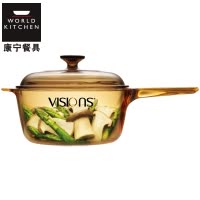 美国康宁(VISIONS)晶彩透明汤锅单柄2.5升(20.5CM)家用玻璃锅砂锅炖锅煮锅