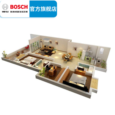 博世(BOSCH)天燃气壁挂炉家庭用采暖 明装暖气片系统 建筑面积 80㎡