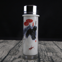 盛世唐韵 骨质瓷养生杯 玻璃外壳