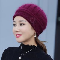 首冠 女款 冬季保暖 兔毛 护耳 针织毛线帽 B18227 颜色多选 (单位:顶)