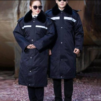 LTSM 军根 保安服 男冬季多功能保安大衣 加长加厚防寒服保安棉衣 物业工作服作训服棉袄 带反光条加长多功