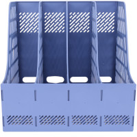 得力(deli)9848 四联/四栏文件栏 文件夹文件收纳栏 文件框文件夹资料架文件筐 黑、灰、蓝三色