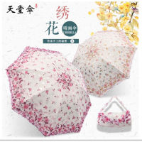 天堂伞-遮阳伞绣花晴雨伞30008E(53CM×8K)