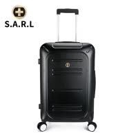 S.A.R.L万向轮拉杆箱 时尚炫酷ABS旅行箱 静音万向轮拉杆箱 可放15.6英寸手提电脑包 黑色24寸