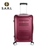 S.A.R.L万向轮拉杆箱 时尚炫酷ABS旅行箱 静音万向轮拉杆箱 可放15.6英寸手提电脑包 酒红色24寸