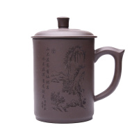 SCP 刻绘飞把盖杯紫砂杯 SCP-1786 茶杯(价格为10个价格)