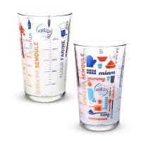 [Duralex 多莱斯] 法国进口玻璃刻度水杯 儿童早餐牛奶杯燕麦杯烘焙量杯办公室创意水杯 5004A+500A组合装