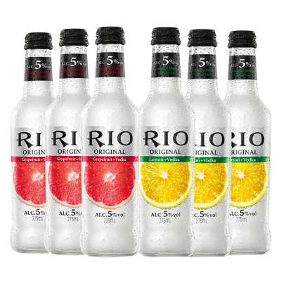 锐澳(RIO)洋酒 鸡尾酒 预调酒 本味5.0%vol(柠檬西柚口味)275ml*6瓶