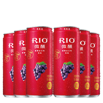 锐澳(RIO)洋酒 鸡尾酒 预调酒 葡萄味330ml*6