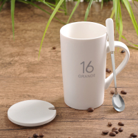 创意陶瓷杯子大容量水杯马克杯简约情侣杯带盖勺咖啡杯