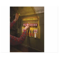 玛斯特锁 MASTER LOCK 1482BP410MCN 4挂钩安全锁挂板和盖子,4把410RED不同花工程塑料安全锁