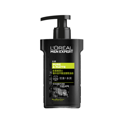 欧莱雅(LOREAL)男士橡木炭平衡洁面吸油冻160ML(清洁控油 清爽水润 洁肤露啫喱)