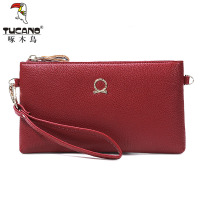 啄木鸟女士手包新款手包时尚个性酒红色手拿包女韩版小方包单肩小包