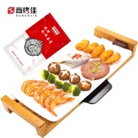尚烤佳日式白瓷电烤盘家用煎烤盘电烤炉无烟电烧烤炉烧烤架烤肉煎肉机韩式不沾白瓷电烤炉煎肉盘铁板烧鱿鱼电烤盘LZW-1801