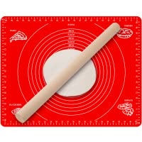 尚烤佳硅胶案板擀面杖套装揉面垫不沾擀面垫加厚带刻度面板垫面案板烘焙工具+擀面杖HB-033