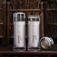 茶马仕(TeaMaster)银杯子S999纯银制品纯银茶杯保健杯纯银内胆口杯办公保温杯子 四方合金盖