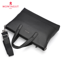 梦特娇男包 真皮公文包 头层牛皮 柔软简约薄款 百搭商务手提包 男士单肩斜挎包 商场同款