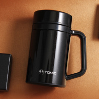 特美刻保温杯纯色双层不锈钢水杯男士商务保温杯子珠光黑