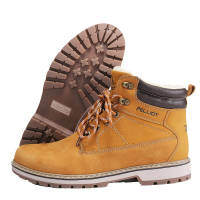 伯希和户外马丁靴 男靴高帮系带牛皮大黄靴防撞耐磨工装休闲鞋