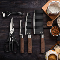 远高 寒铁五件套不粘波纹套刀