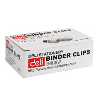 得力(deli) 9542 2# 金属黑色长尾夹/票据夹/燕尾夹/铁夹子 41mm 12只/盒