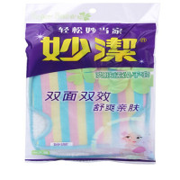 妙洁(MIAOJIE) 沐浴球 爽肤搓澡手套 洁肤沐浴条 加厚洗澡沐浴搓澡颜色随机 单个 柔润浴花 颜色随机