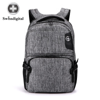 swissdigital逹沃斯盾 瑞士双肩包 时尚电脑包防泼水可放15.6英寸双肩电脑包 SD-1702 灰色