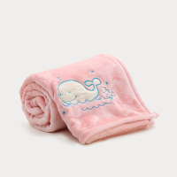 御棉堂(LADYSOFT)法兰绒绣花儿童毯-小鲸鱼