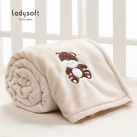 御棉堂(LADYSOFT)法兰绒绣花儿童毯-小熊