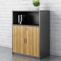 质凡木质文件柜矮柜侧柜储物柜置物柜带锁双开门柜子人造板柜简约现代